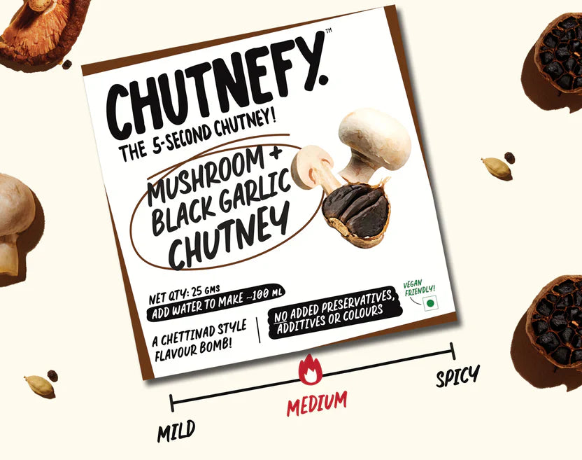 Mushroom & Black Garlic Chutney | Chettinad Style | Medium Spicy