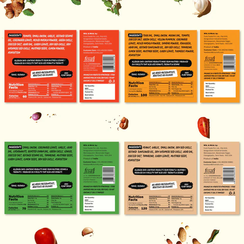 South Indian Tiffin Pack | 3 Chutneys + Sambar | 10% Off!